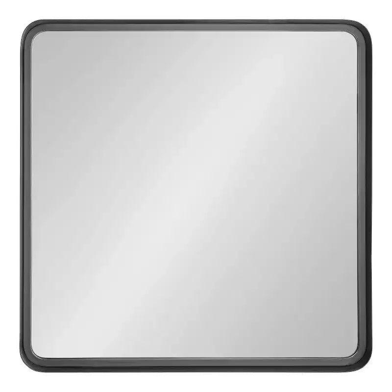 28" x 28" Armenta Square Wall Mirror Gray - Kate & Laurel: Industrial Metal Frame, No Assembly Required