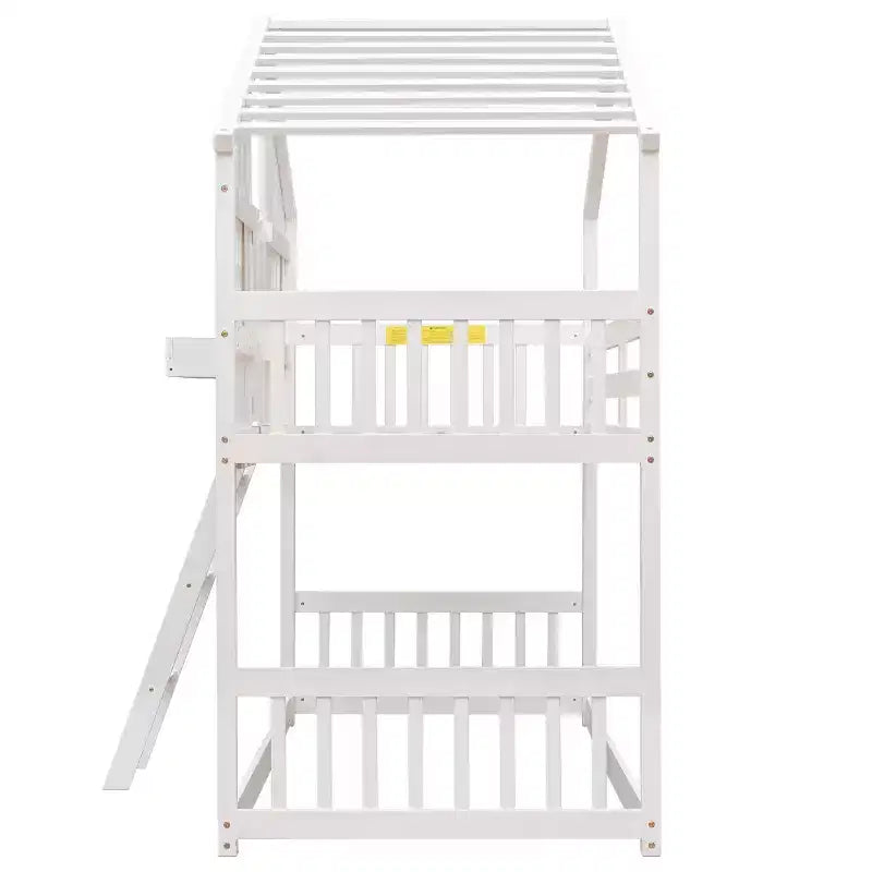 GDF Studio Cylon Modern Wooden House Bunk Bed with Roof, Safety Guardrails and Ladder