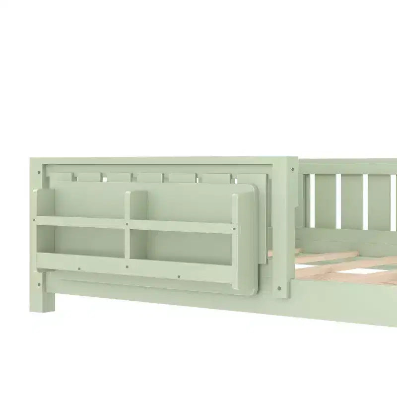 GDFStudio Nirae Modern Full Size Bed with Built-in Bookshelf and Full-Length Guardrail
