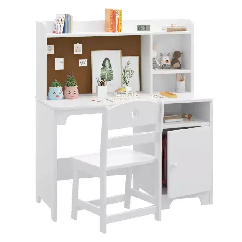 Kids Study Desk & Chair Set with Bookshelf & Organizer for Boys Girls Ages 3-8