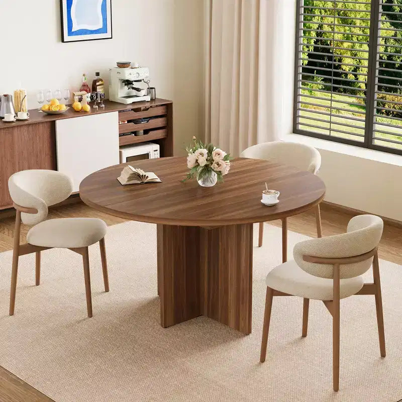 43.3''-59'' Extendable Round Dining Table for 4-8, Modern Kitchen Oval Dining Table with Removable Leaves, Wooden Kitchen Table