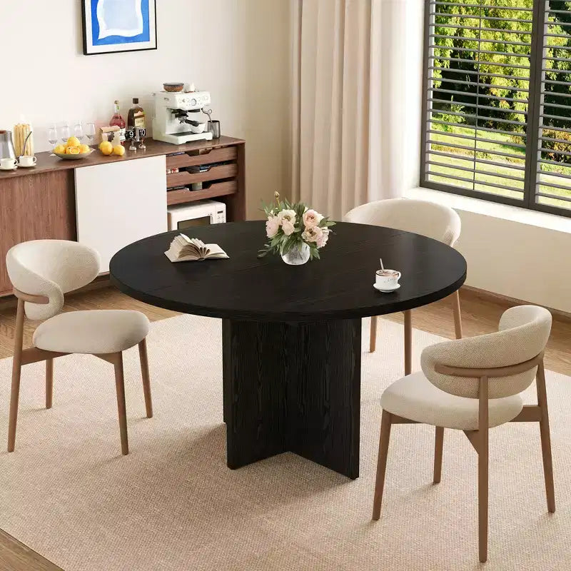 43.3''-59'' Extendable Round Dining Table for 4-8, Modern Kitchen Oval Dining Table with Removable Leaves, Wooden Kitchen Table
