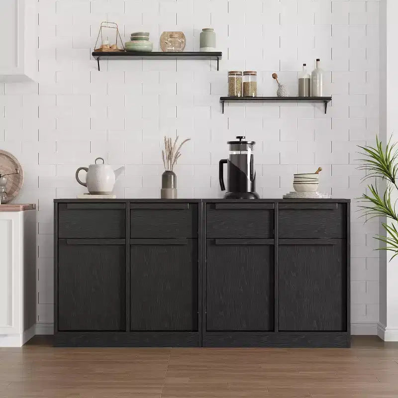 Acekool 31.5''/62.4 Modern Sideboard Buffet Cabinet with 2/4 Doors, Wood Color, Large Storage for Kitchen, Dining Room, or Living Room