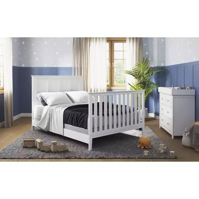 Child Craft Atwood 4-in-1 Convertible Crib, Converts to Day Bed, Toddler Bed and Full Size Bed, 3 Mattress Positions, Baby Safe Finish