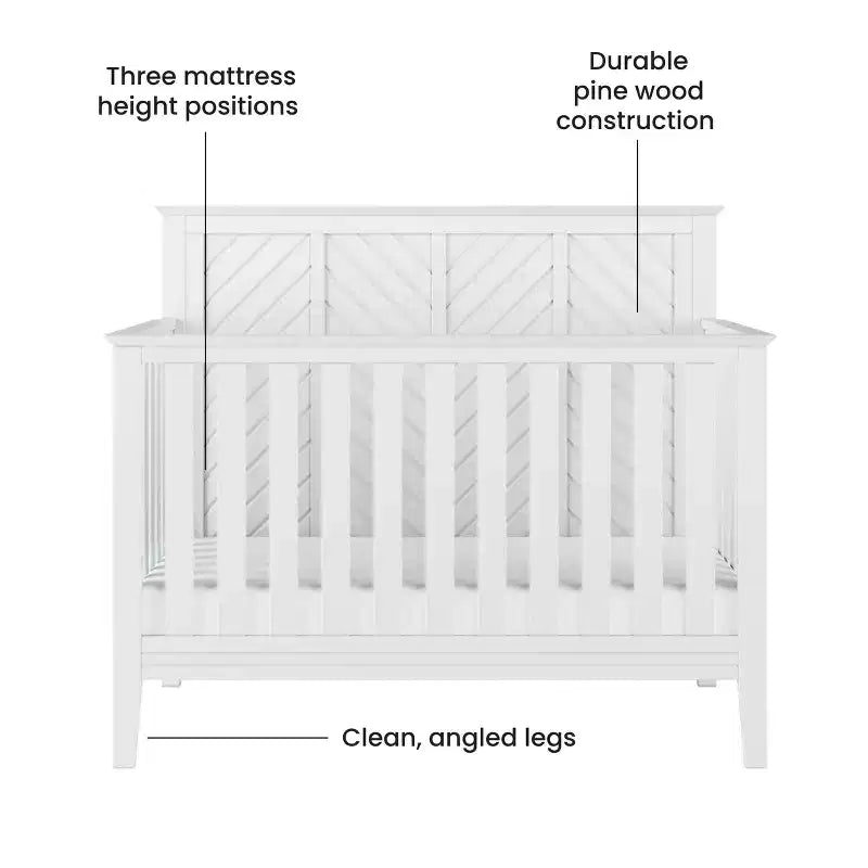 Child Craft Atwood 4-in-1 Convertible Crib, Converts to Day Bed, Toddler Bed and Full Size Bed, 3 Mattress Positions, Baby Safe Finish