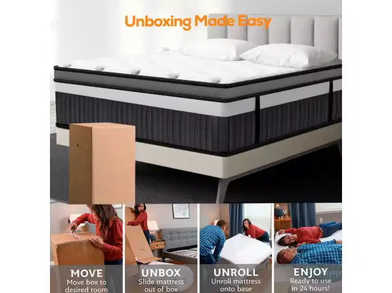 14 Inch King Mattress in a Box, Gel Memory Foam & Individually Wrapped Pocket Coils, Medium Firm, Cooling, CertiPUR-US Certified