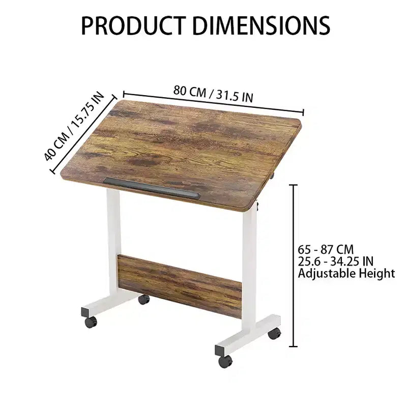 Ins-style small Standing Desk, Height-adjustable, Portable and Foldable Laptop Desk, Suitable for Small Spaces, Home Office Desk with Wheels