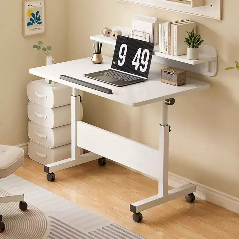 Ins-style small Standing Desk, Height-adjustable, Portable and Foldable Laptop Desk, Suitable for Small Spaces, Home Office Desk with Wheels