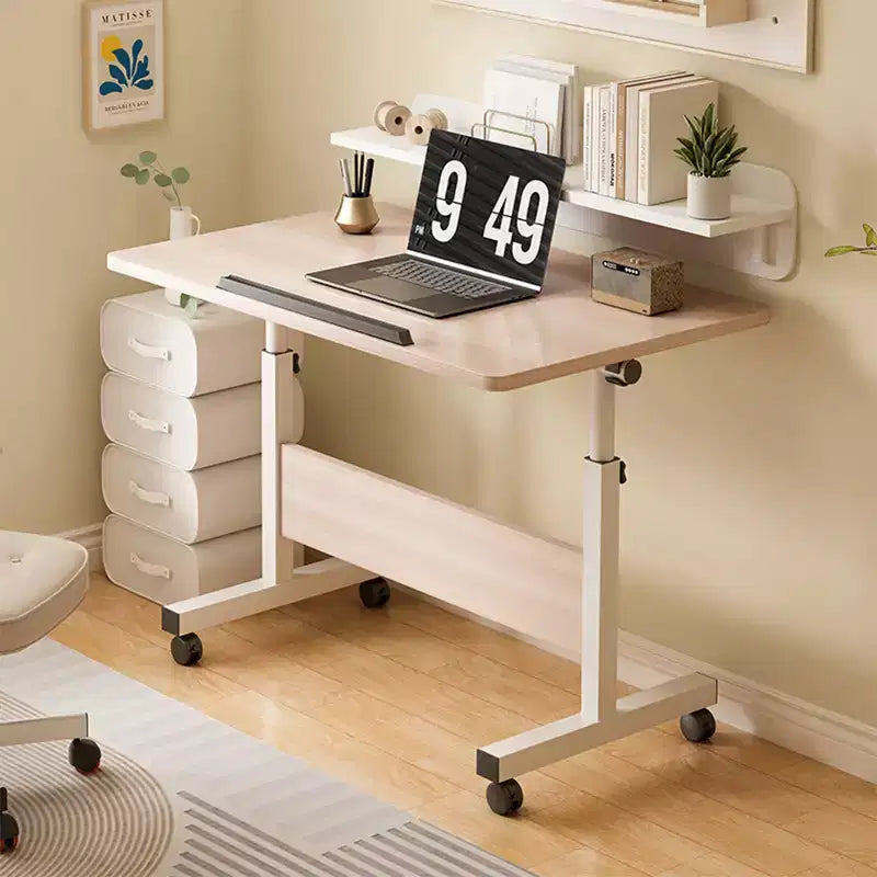 Ins-style small Standing Desk, Height-adjustable, Portable and Foldable Laptop Desk, Suitable for Small Spaces, Home Office Desk with Wheels