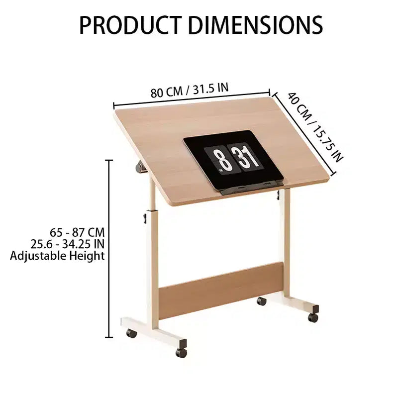 Ins-style small Standing Desk, Height-adjustable, Portable and Foldable Laptop Desk, Suitable for Small Spaces, Home Office Desk with Wheels