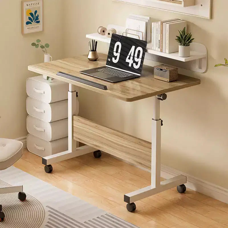 Ins-style small Standing Desk, Height-adjustable, Portable and Foldable Laptop Desk, Suitable for Small Spaces, Home Office Desk with Wheels