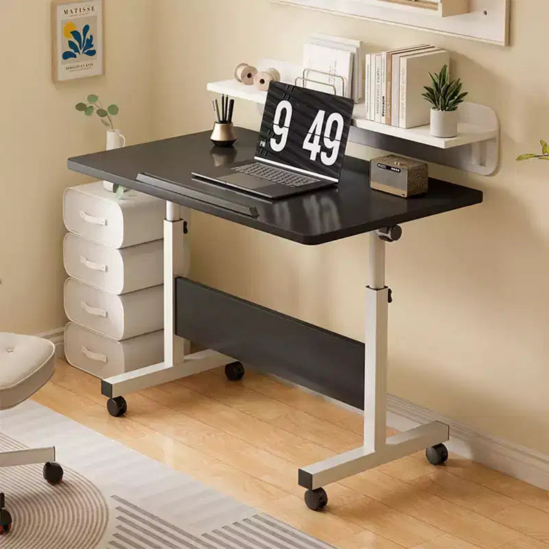 Ins-style small Standing Desk, Height-adjustable, Portable and Foldable Laptop Desk, Suitable for Small Spaces, Home Office Desk with Wheels