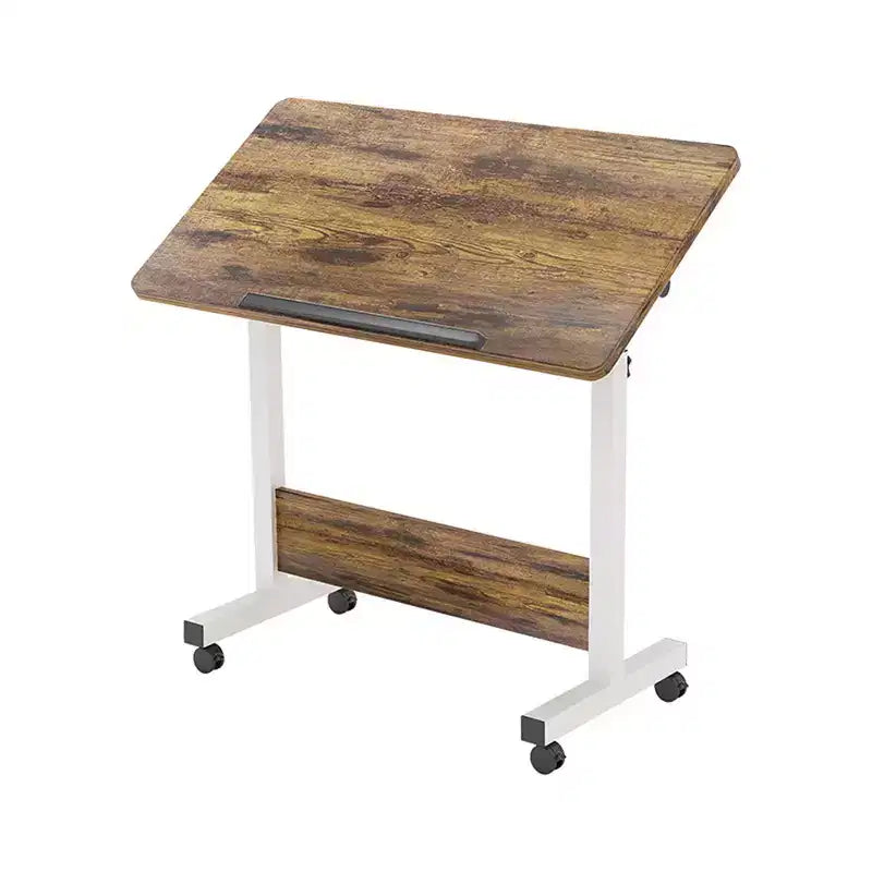 Ins-style small Standing Desk, Height-adjustable, Portable and Foldable Laptop Desk, Suitable for Small Spaces, Home Office Desk with Wheels