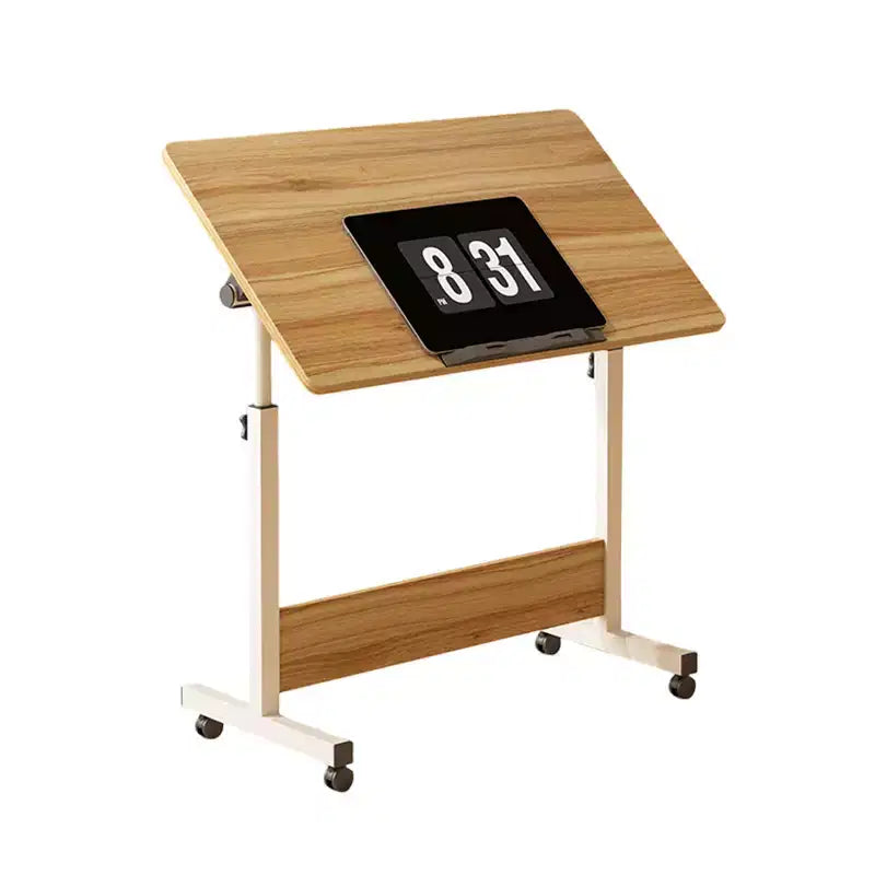 Ins-style small Standing Desk, Height-adjustable, Portable and Foldable Laptop Desk, Suitable for Small Spaces, Home Office Desk with Wheels