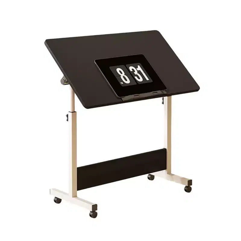 Ins-style small Standing Desk, Height-adjustable, Portable and Foldable Laptop Desk, Suitable for Small Spaces, Home Office Desk with Wheels