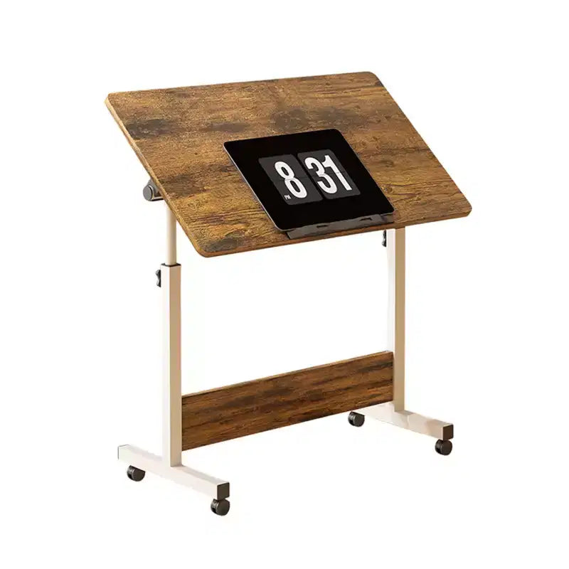 Ins-style small Standing Desk, Height-adjustable, Portable and Foldable Laptop Desk, Suitable for Small Spaces, Home Office Desk with Wheels