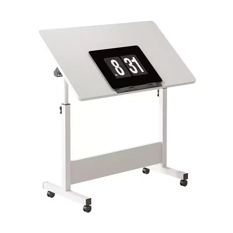 Ins-style small Standing Desk, Height-adjustable, Portable and Foldable Laptop Desk, Suitable for Small Spaces, Home Office Desk with Wheels