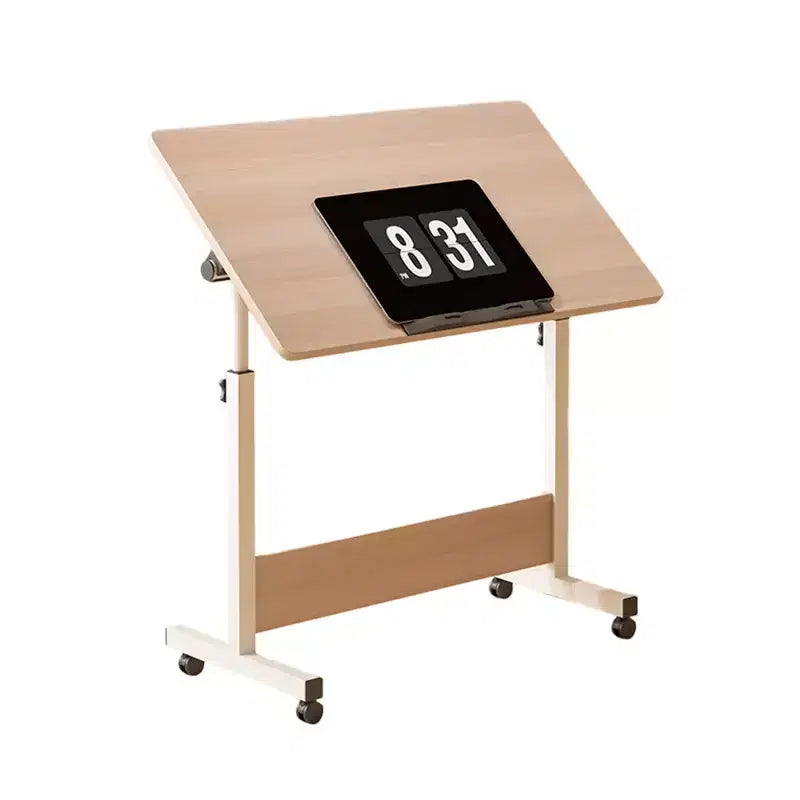 Ins-style small Standing Desk, Height-adjustable, Portable and Foldable Laptop Desk, Suitable for Small Spaces, Home Office Desk with Wheels