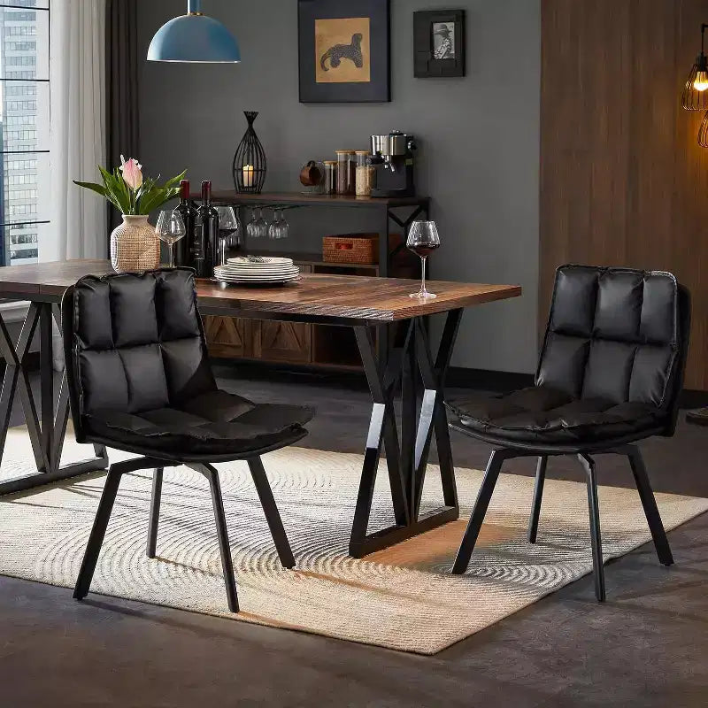 Sailvan Swivel Dining Chairs, Upholstered Leather Dining Room Chairs, Kitchen Chairs with Double-Layer Foam