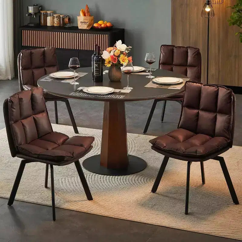 Sailvan Swivel Dining Chairs, Upholstered Leather Dining Room Chairs, Kitchen Chairs with Double-Layer Foam