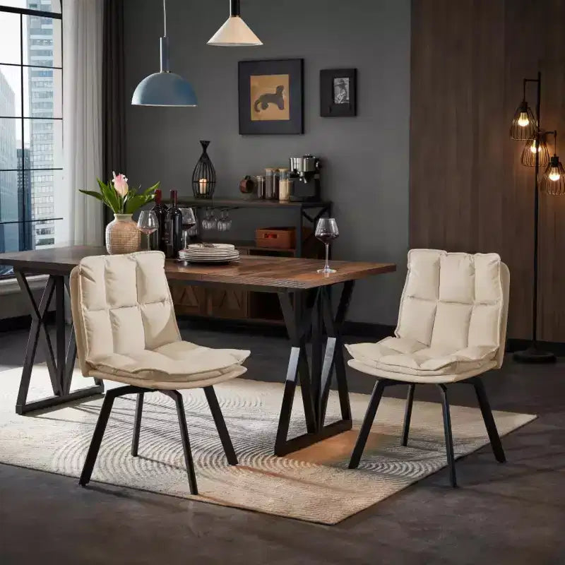 Sailvan Swivel Dining Chairs, Upholstered Leather Dining Room Chairs, Kitchen Chairs with Double-Layer Foam