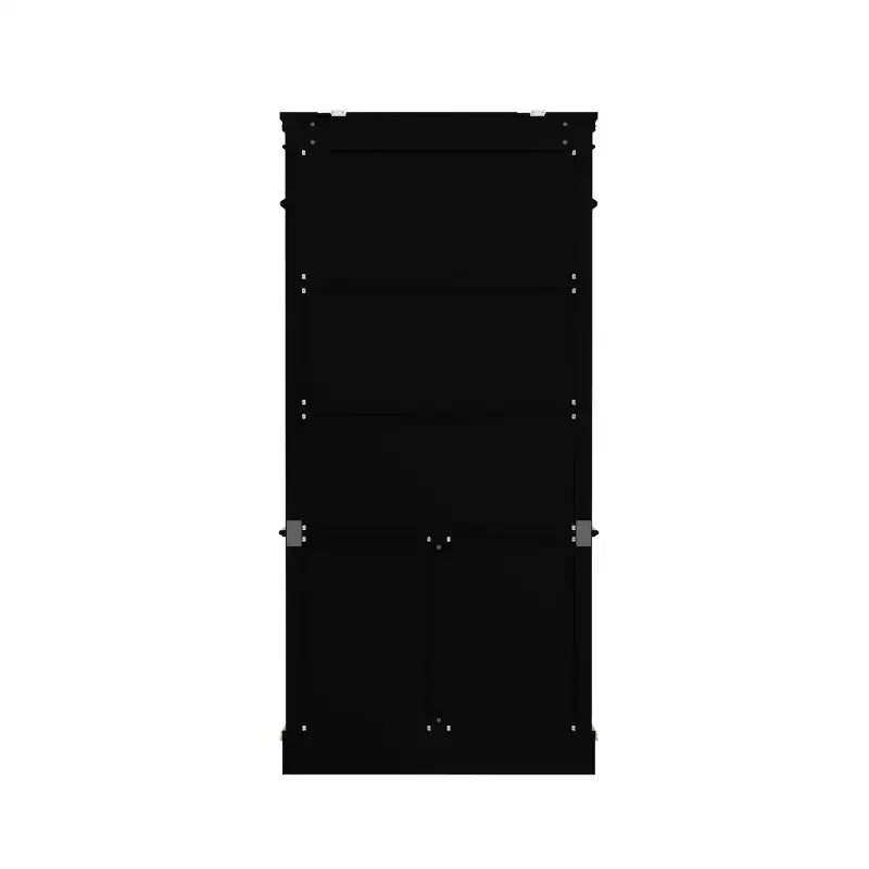 Famapy Black & Gold Ornate Storage Display Cabinet Open Shelves + Drawer Unit
