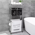 3 Tier Laundry Hamper with Removable Bags, Metal Hooks, and Wide Shelf - Large Clothes Basket Sorter for Laundry Room and Toy Storage