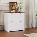 Acekool 2 Drawer File Cabinet with Hanging Folders, Rustic Wood Top Storage Organizer for Home Office, White