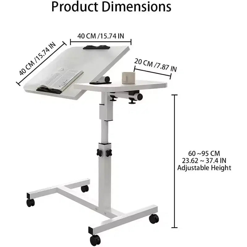 Acekool Overbed Table with Wheels, Adjustable Height & Tilting Split Desktop, for Bedroom & Home Office