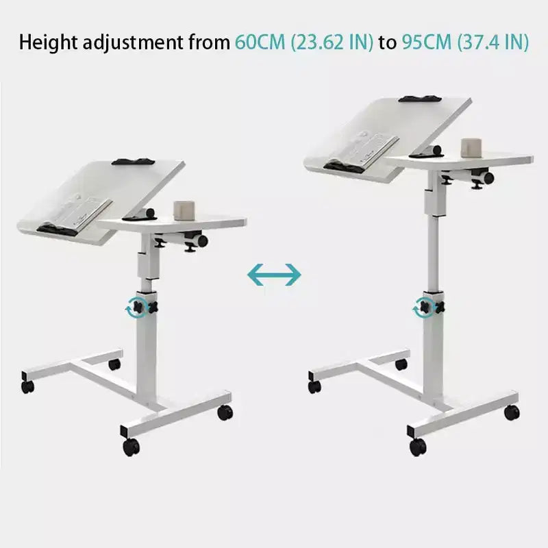 Acekool Overbed Table with Wheels, Adjustable Height & Tilting Split Desktop, for Bedroom & Home Office