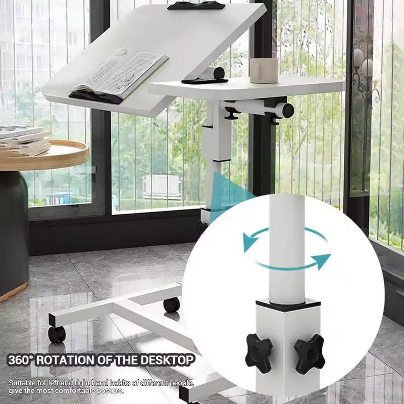 Acekool Overbed Table with Wheels, Adjustable Height & Tilting Split Desktop, for Bedroom & Home Office