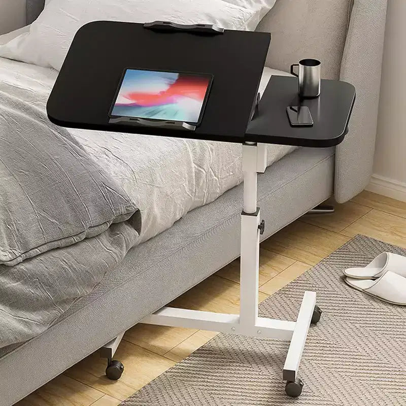 Acekool Overbed Table with Wheels, Adjustable Height & Tilting Split Desktop, for Bedroom & Home Office