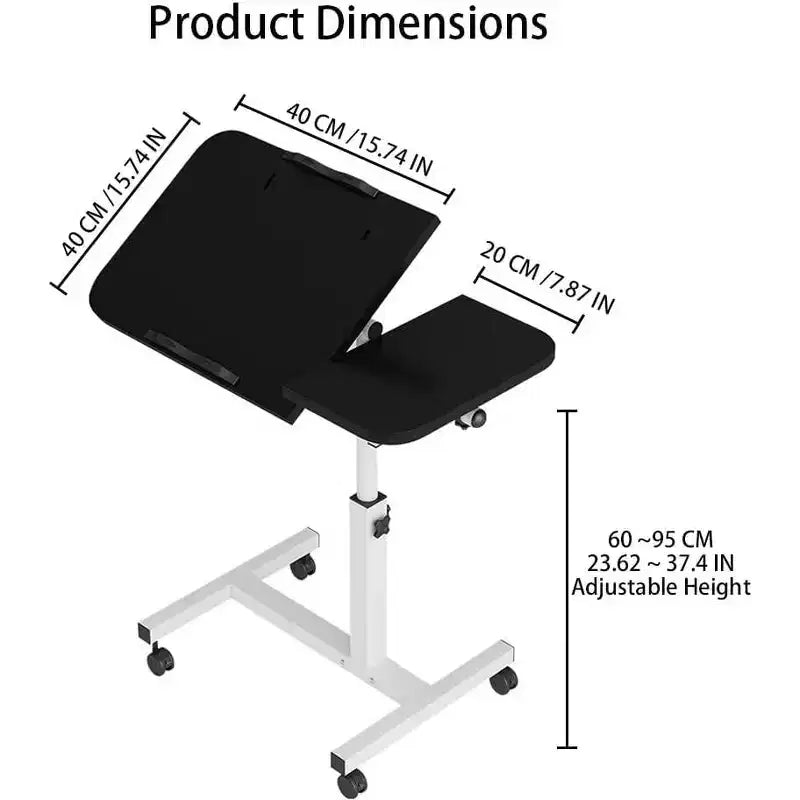 Acekool Overbed Table with Wheels, Adjustable Height & Tilting Split Desktop, for Bedroom & Home Office