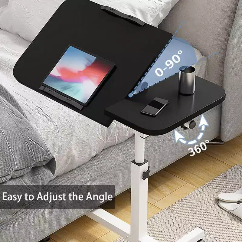 Acekool Overbed Table with Wheels, Adjustable Height & Tilting Split Desktop, for Bedroom & Home Office