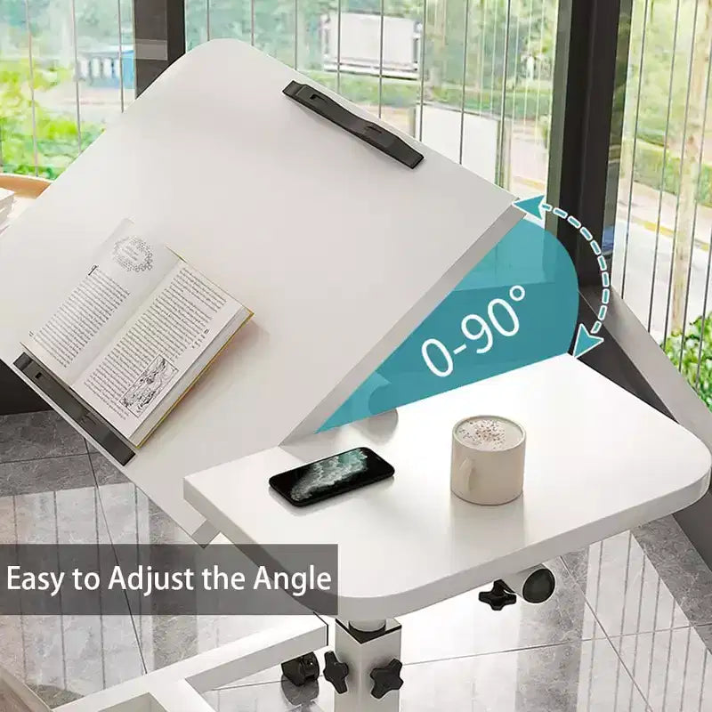 Acekool Overbed Table with Wheels, Adjustable Height & Tilting Split Desktop, for Bedroom & Home Office