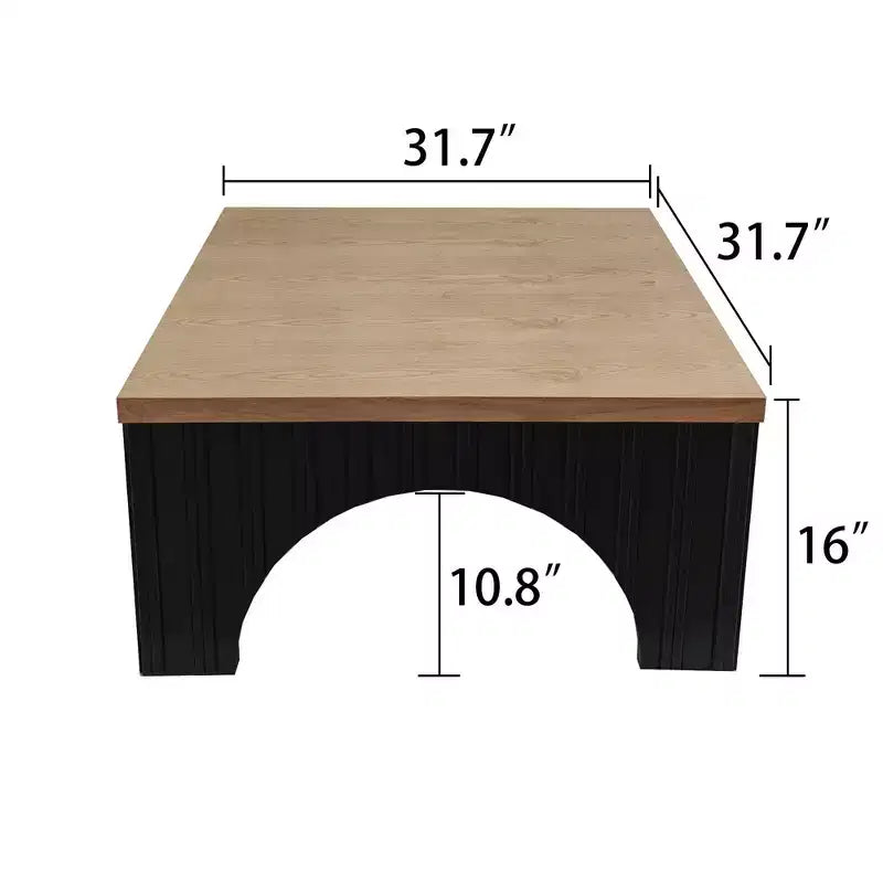GDFStudio Sira Rustic Square Coffee Table with Arched Base