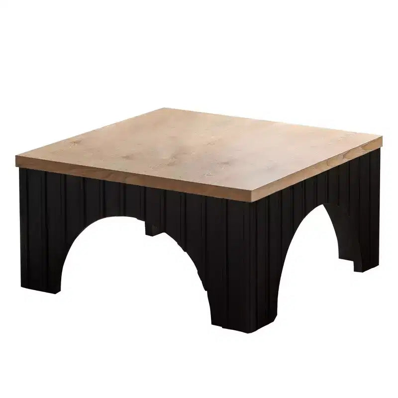GDFStudio Sira Rustic Square Coffee Table with Arched Base