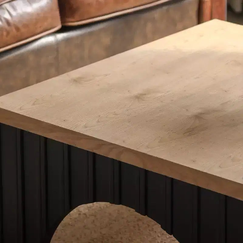 GDFStudio Sira Rustic Square Coffee Table with Arched Base