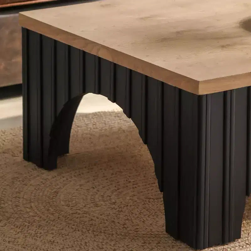 GDFStudio Sira Rustic Square Coffee Table with Arched Base