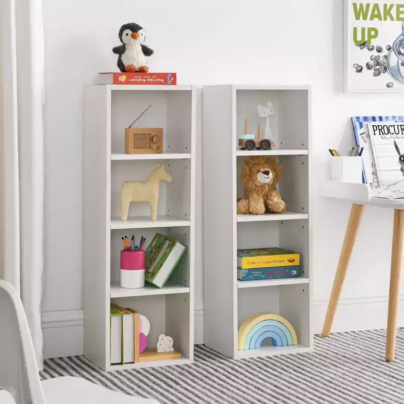 8-Tier Media Tower Rack, CD DVD Slim Storage Cabinet with Adjustable Shelves, Tall Narrow Bookcase Display Bookshelf for Home Office