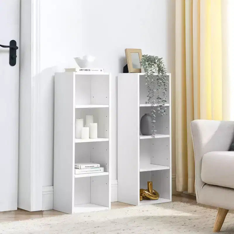 8-Tier Media Tower Rack, CD DVD Slim Storage Cabinet with Adjustable Shelves, Tall Narrow Bookcase Display Bookshelf for Home Office