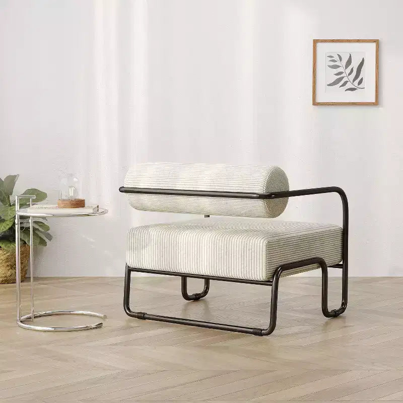 Okak Accent Chair, Corduroy Fabric Bean Bag Chair with Backrest and Armrests, Comfy Sofa Chair for Bedroom, Living Room