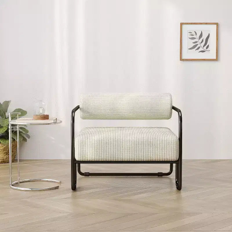 Okak Accent Chair, Corduroy Fabric Bean Bag Chair with Backrest and Armrests, Comfy Sofa Chair for Bedroom, Living Room