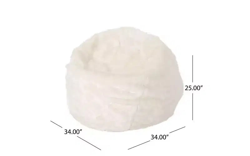 Okak Faux Fur Bean Bag Chair Lounge Chair with Polyurethane Foam, Gaming Bean Bag Chairs Comfy Sofa Chair for Adults, Bean Bag Couch, White