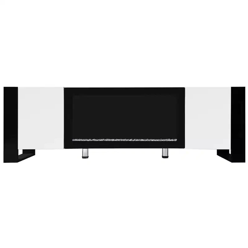 Modern Tv Stand, Fireplace Tv Stand with 34.2 Electric Fireplace, 2 Large Cabinets, Shelves Minimalist Entertainment Center TV Console White