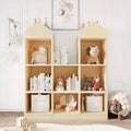 Toy Storage Organizer 8-Cubby Kids Bookshelf Natural Bookcase Toddlers Playhouse Cabinet Shelf for Boys Girls Wooden Cubby Storage Toy Shelf