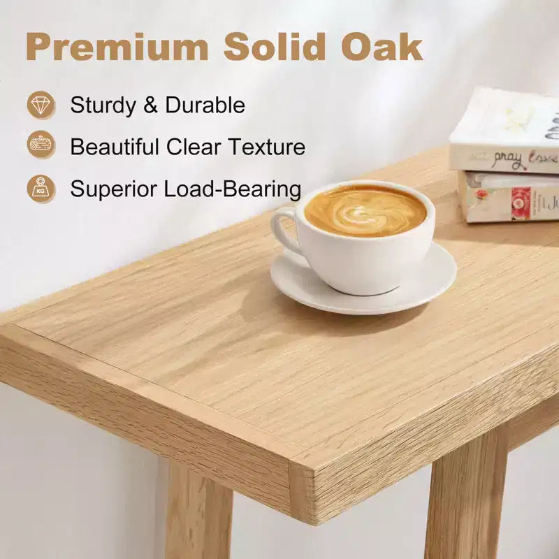 Bekrvio Solid Oak Entryway Console Table, 59 Narrow Sofa Table with 2-Tier Shelf, Stable Trapezoid Base, Farmhouse Hallway Table for Living Room