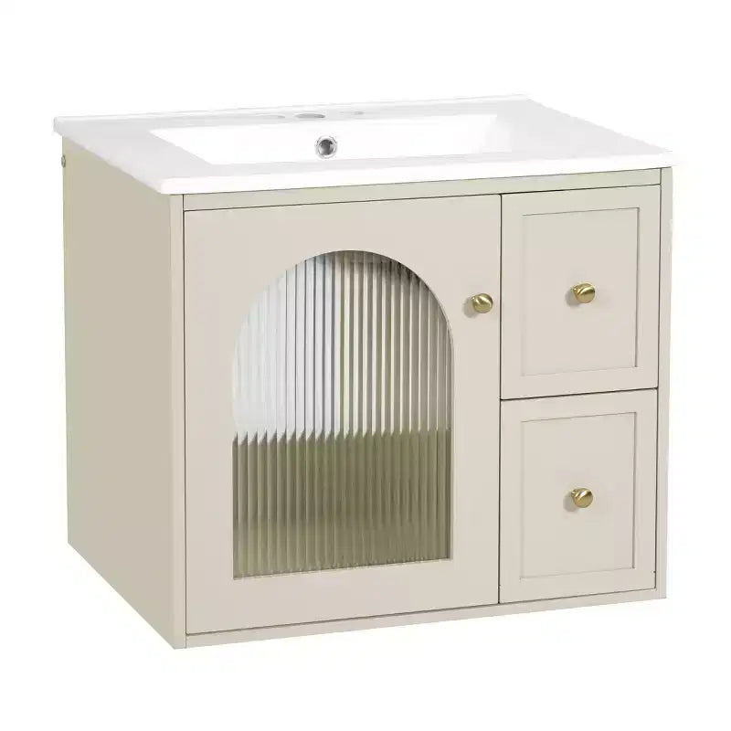 24 Wall Bathroom Cabinet with Storage, Bathroom Vanity Sink Combo with Drawers and Soft-Close Door, Small Single Sink Bathroom Vanity