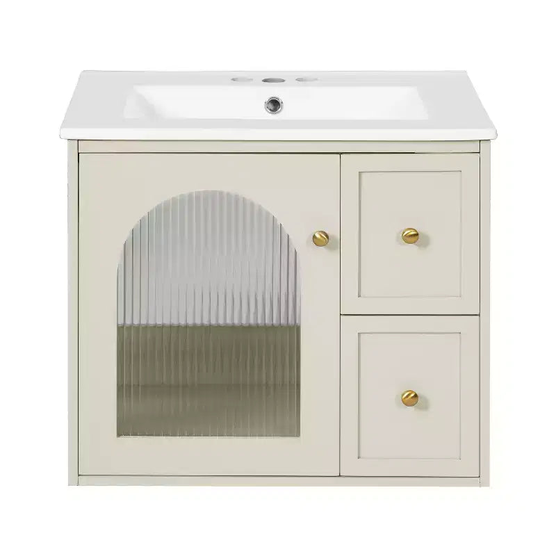 24 Wall Bathroom Cabinet with Storage, Bathroom Vanity Sink Combo with Drawers and Soft-Close Door, Small Single Sink Bathroom Vanity