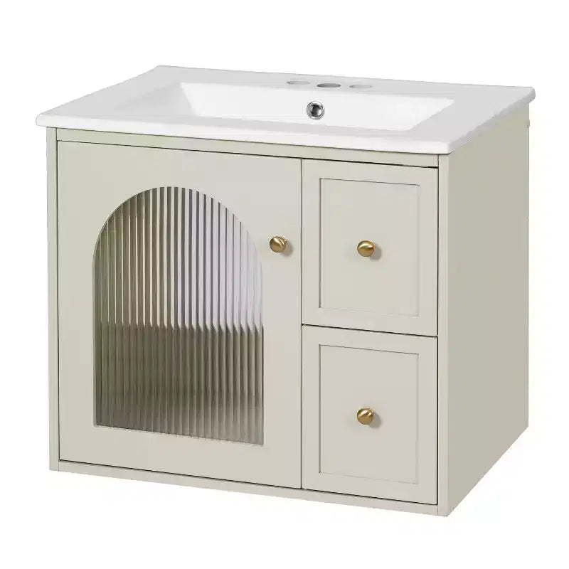 24 Wall Bathroom Cabinet with Storage, Bathroom Vanity Sink Combo with Drawers and Soft-Close Door, Small Single Sink Bathroom Vanity